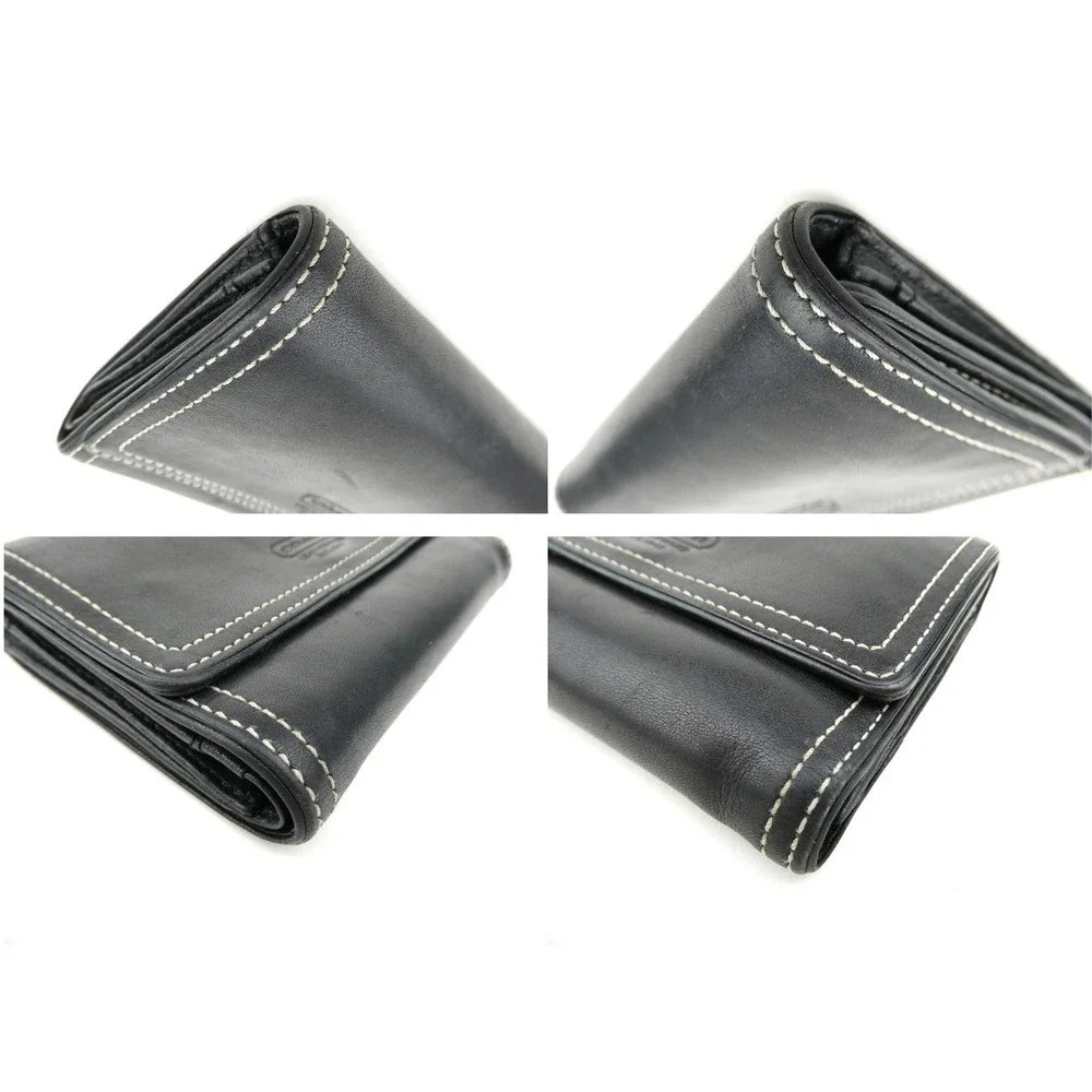 Coach Black Leather Medium Trifold Wallet